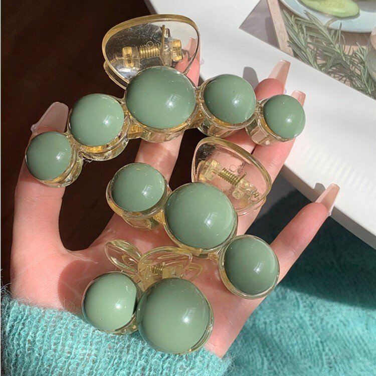 Kẹp cặp tóc càng cua hàn quốc đính ngọc trai phong cách tiểu thư cute xinh dễ thuong cho nữ màu xanh ngọc