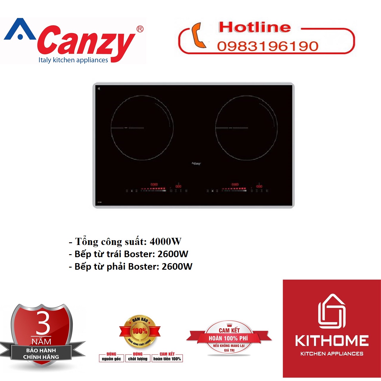 Combo Bếp từ Canzy CZ-08I + Attomat Cao Cấp - Chính Hãng