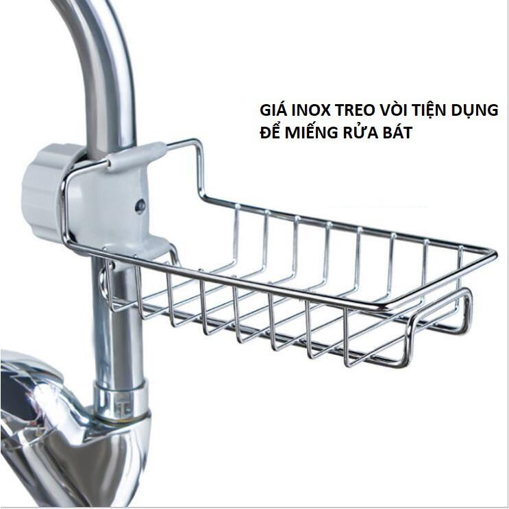 Giá Inox Treo Vòi Nước Cho Nhà Bếp, Giá Để Đồ Như Giẻ Rửa Bát, Chén Đĩa và Miếng Cọ Nồi, Chảo, TakyHome 4010