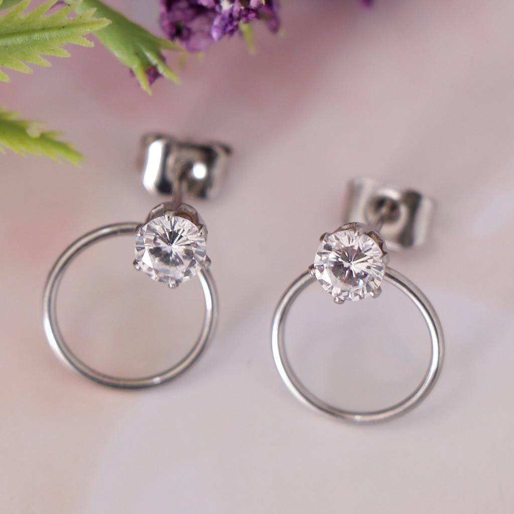 Women Stylish Round Rhinestone Stud Earrings Ear Studs Earring