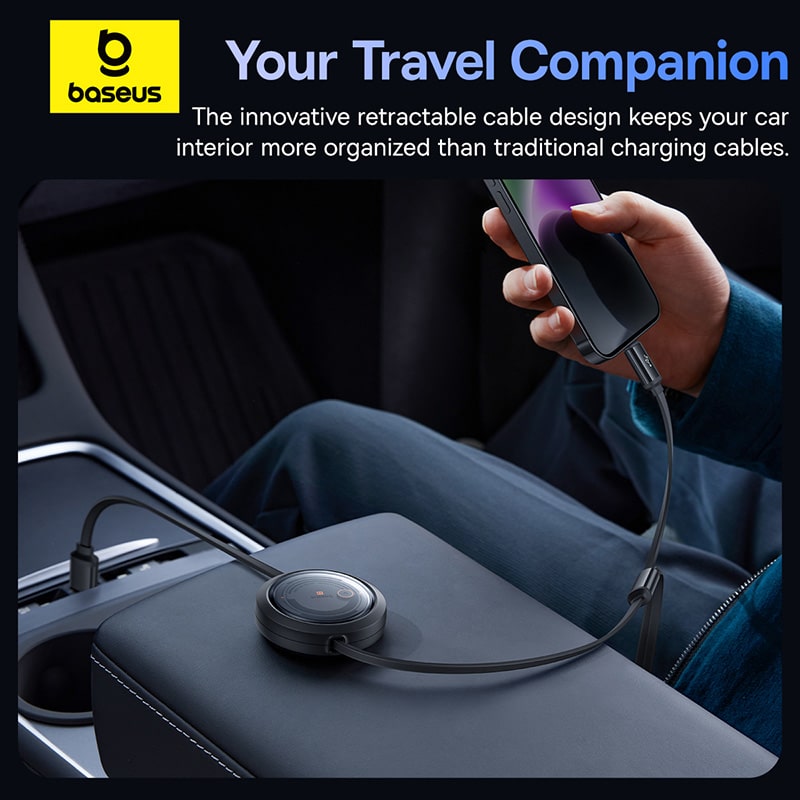 Cáp sạc Đa Năng Baseus Free2Draw Retractable Crystal Fast Charging Data Cable USB to M+L+C 3.5A (Hàng chính hãng)
