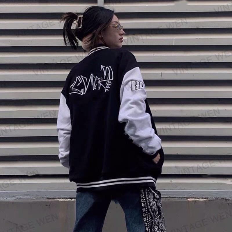 Áo bomber nam nữ unisex khoác gió jacket dù 2 lớp cúc bấm form rộng local brand ulzzang phong cách hàn quốc đep CHỮ G