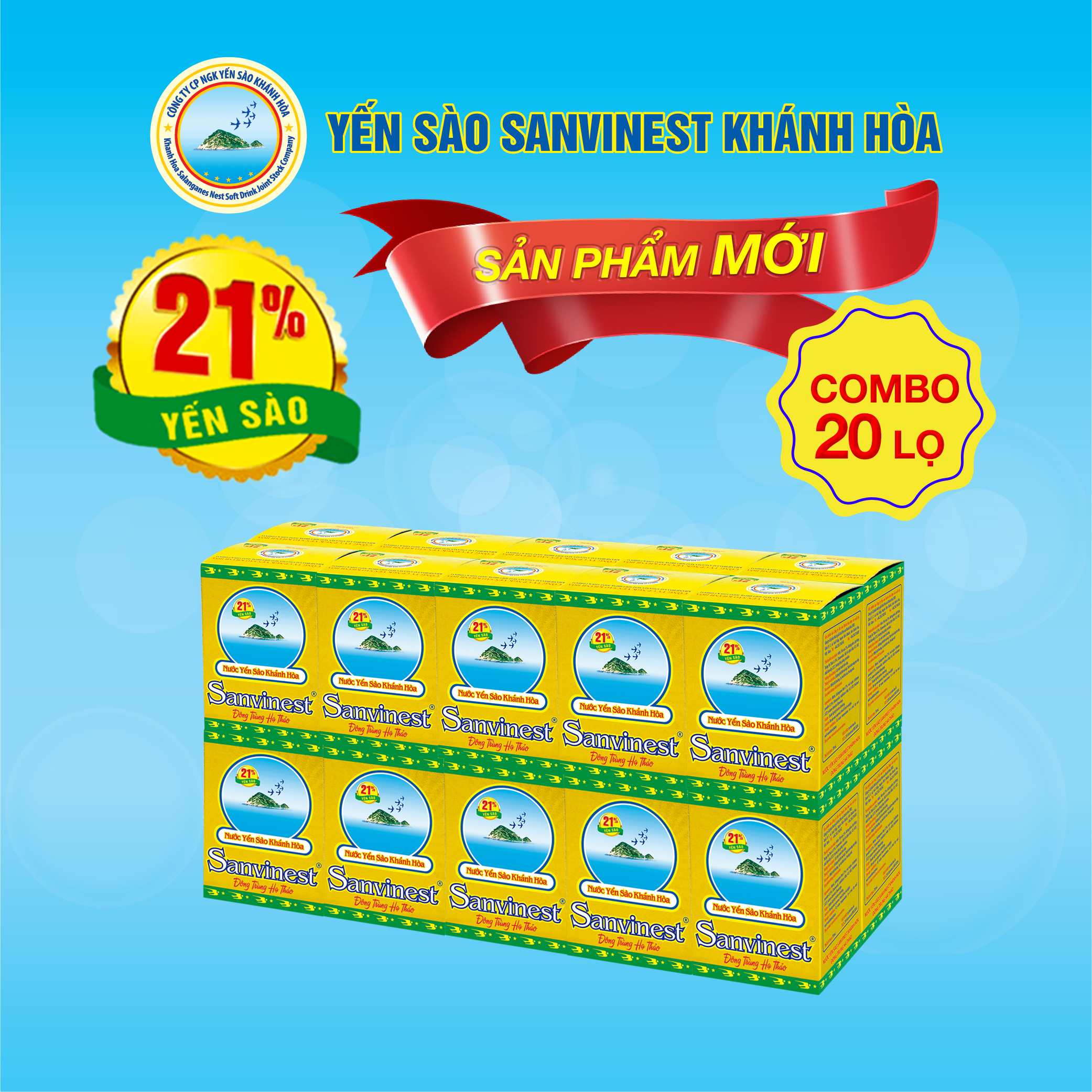 [Combo 20 lọ] Nước Yến sào Sanvinest Khánh Hòa Đông Trùng Hạ Thảo 70ml - S208