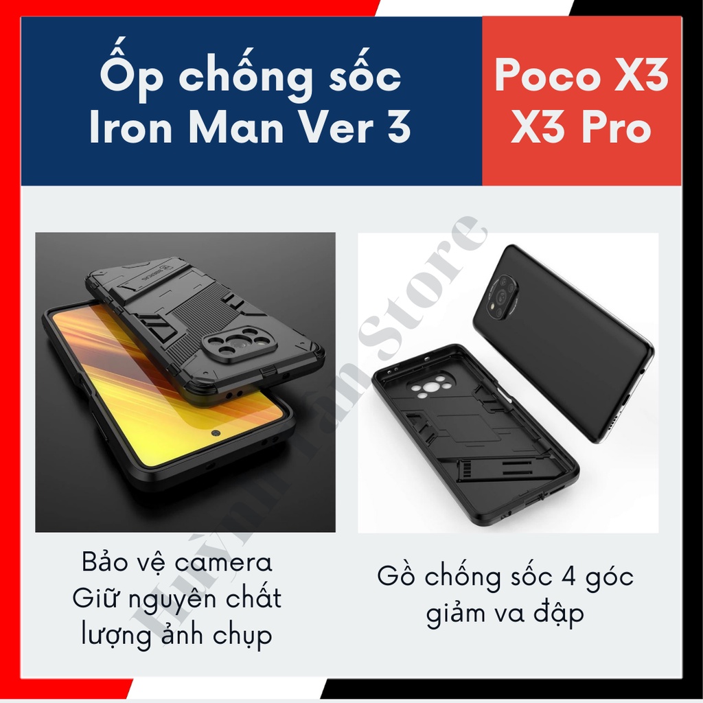 Ốp lưng Poco X3, X3 Pro Gaming chống sốc Iron Man Ver 3 2021