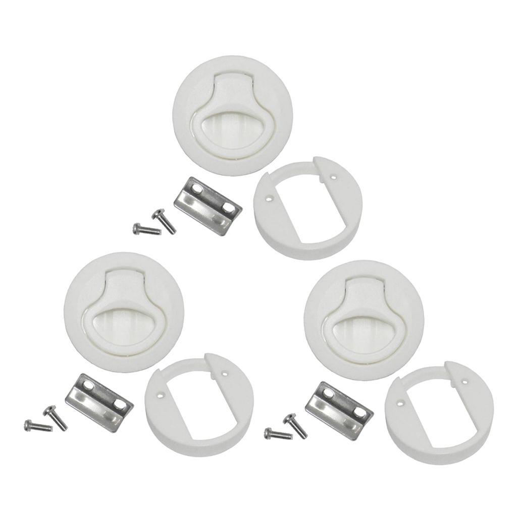 3 Set 2" Nylon Round Flush Pull Latch for RV Marine Boat
