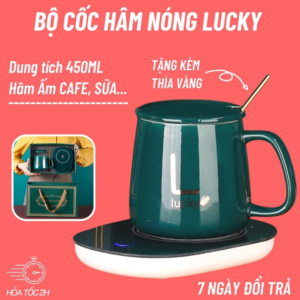 BỘ ĐẾ CỐC SỨ LY ĐIỆN HÂM NÓNG CHƯNG YẾN LUCKY SANG TRỌNG - MÁY HÂM SỮA HÂM CHÁO , LÀM NÓNG CÀ PHÊ ĐỒ UỐNG SIÊU TIỆN LỢI