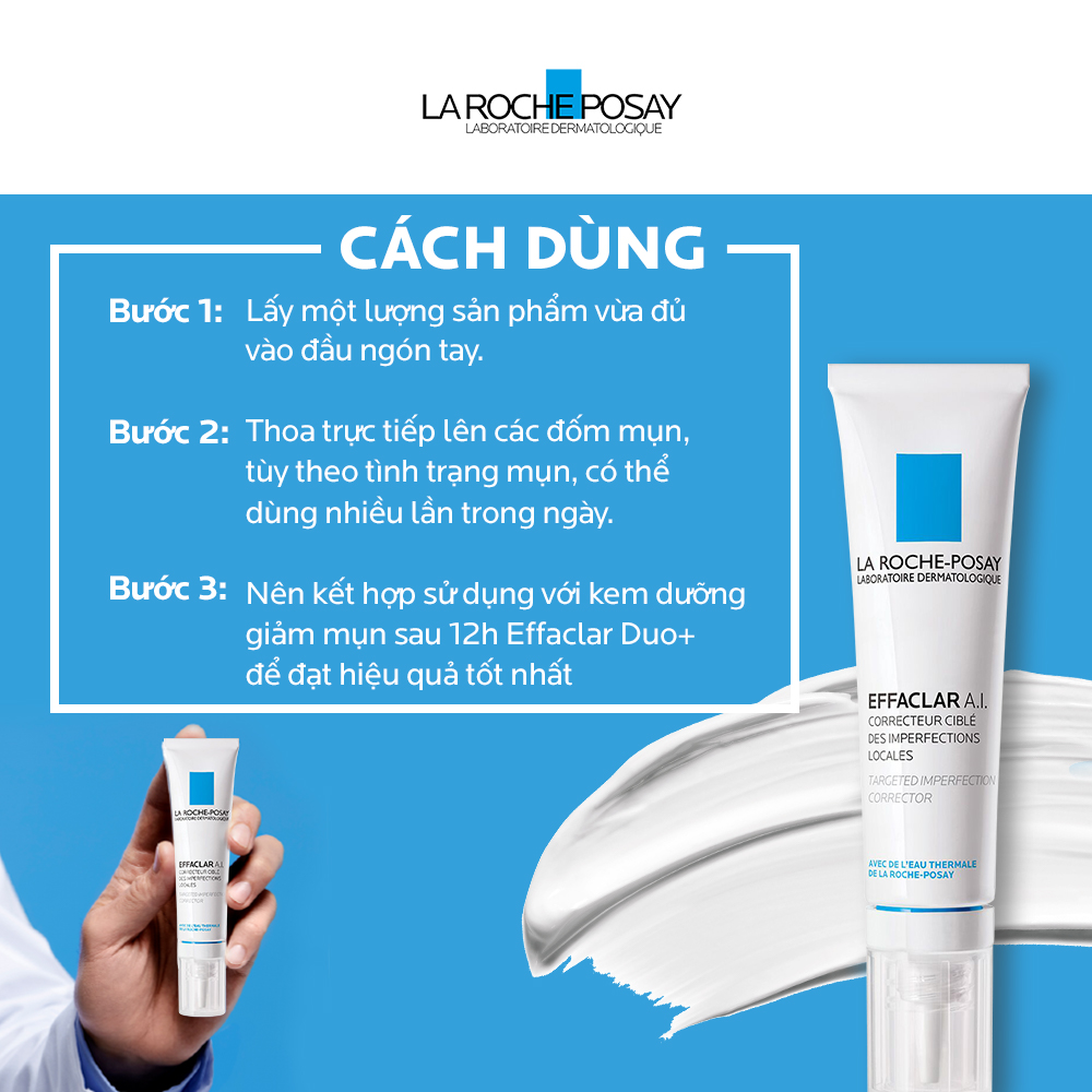 Kem giảm mụn chuyên biệt La Roche Posay Effaclar A.I 15ml