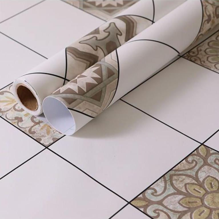 CUỘN 3 mét decal giấy dán nền dán sàn nhà Ô GẠCH HS2005 KHỔ 60CM KEO SẴN