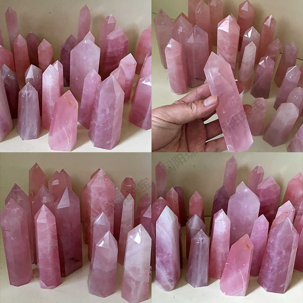 Trụ đá thanh tẩy Rose Quartz thiên nhiên nhiều size