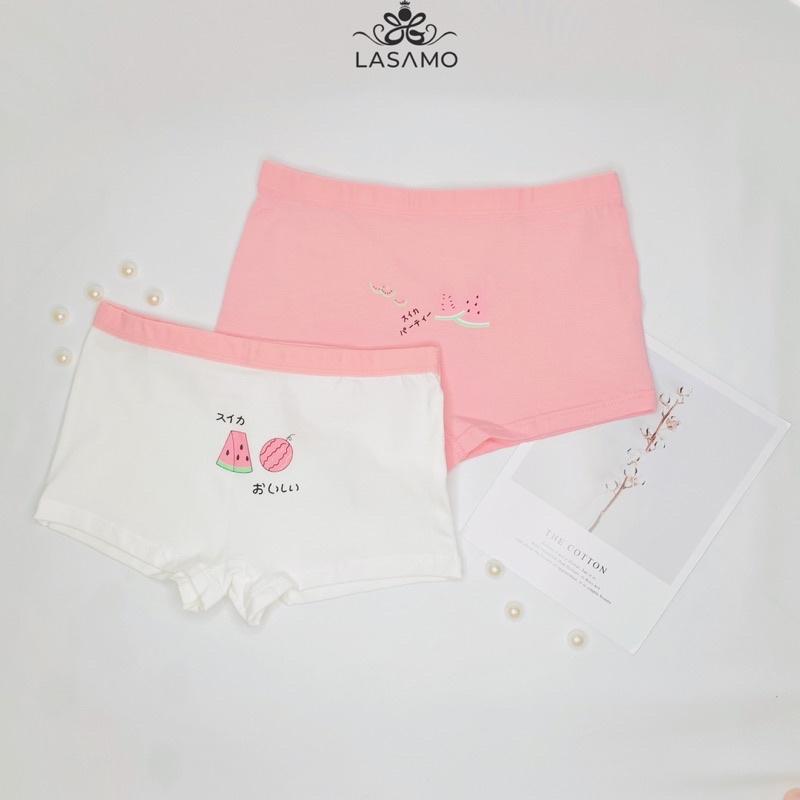 Set 2 chiếc quần chip bé gái, quần lót cho bé gái cotton cao cấp họa tiết Quả dưa dễ thương hãng LASAMO mã QLB011