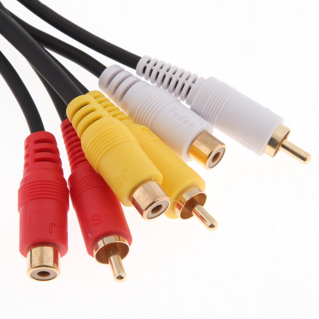1.8m 3 RCA to 3 RCA Male to Female Audio Video Extension Cable Cord for TV