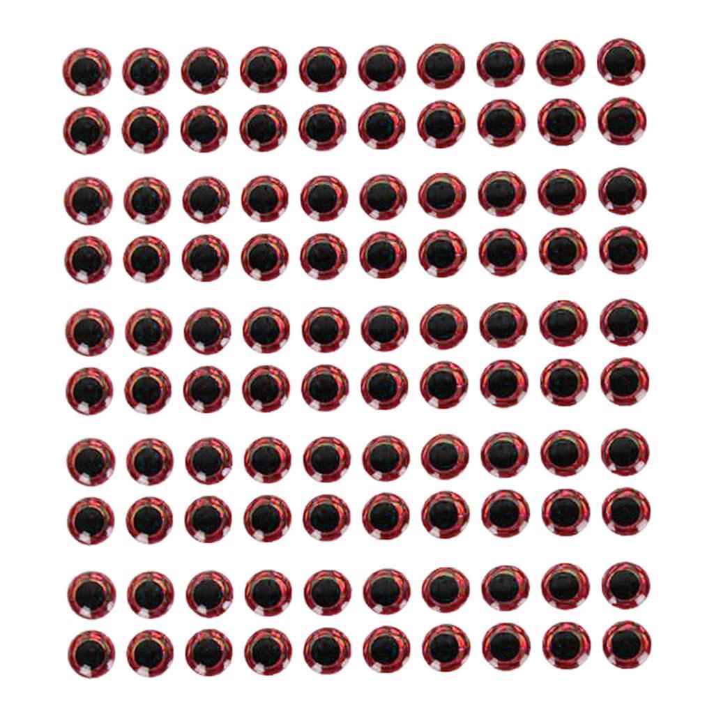 100pcs 6mm Eyes 3D Holographic Tying Jigs Crafts Red