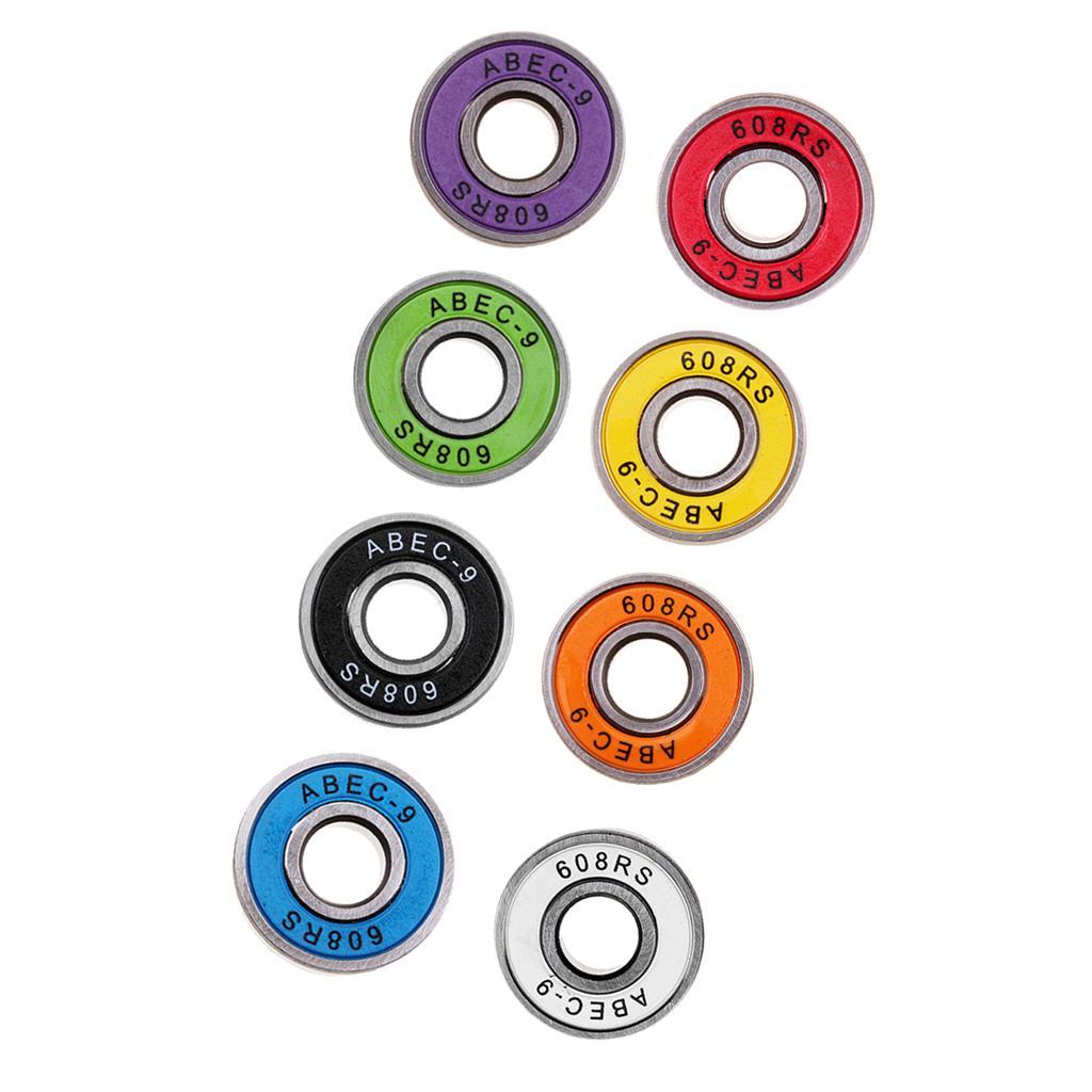 40pcs Frictionless Abec 9 Skateboard Roller Skate Bearings 608-RS 8x22x7mm