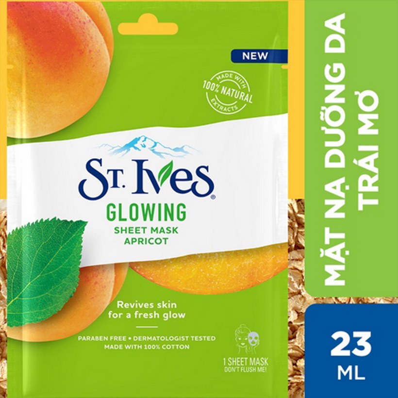Combo 5 Mặt nạ giấy dưỡng da St.Ives chiết xuất Trái Mơ Glowing Apricot 23ml