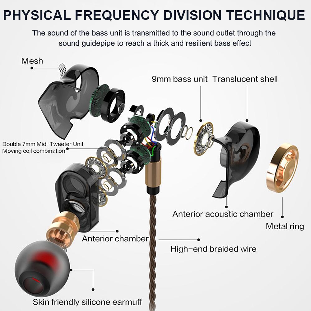Tai nghe có dây 3,5 mm Âm thanh trầm Tai nghe điều khiển trong dòng với Mic