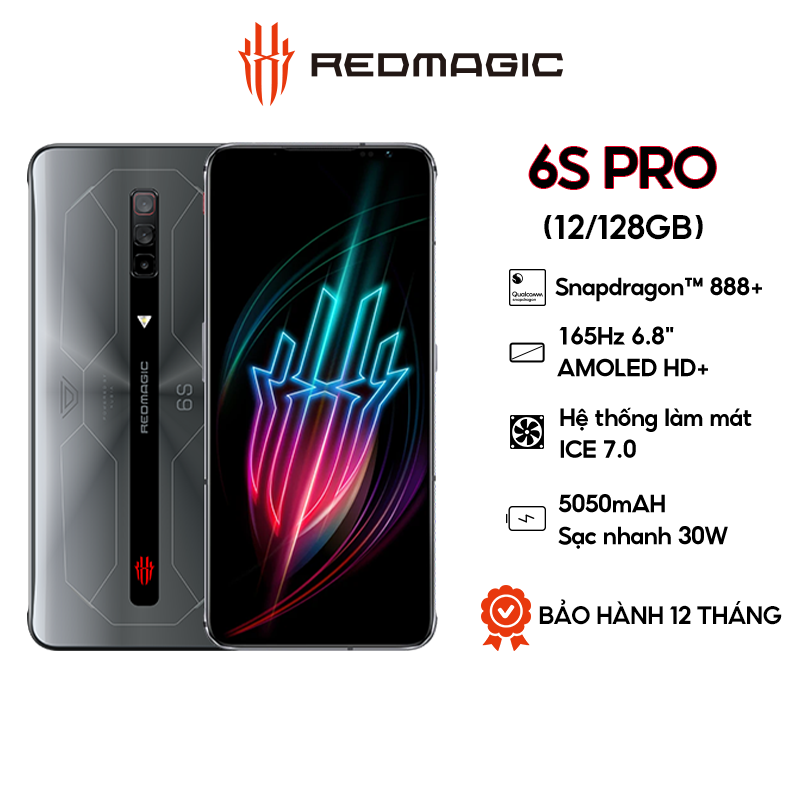 Điện thoại Nubia Redmagic 6S Pro - (12+128GB/16+256GB) | Hỗ trợ Tiếng Việt | Snapdragon 888 | Màn hình AMOLED 6.8&quot; |Pin 5050 mAh | Sạc nhanh 66W - Chơi Game cực đỉnh - Hàng Chính Hãng