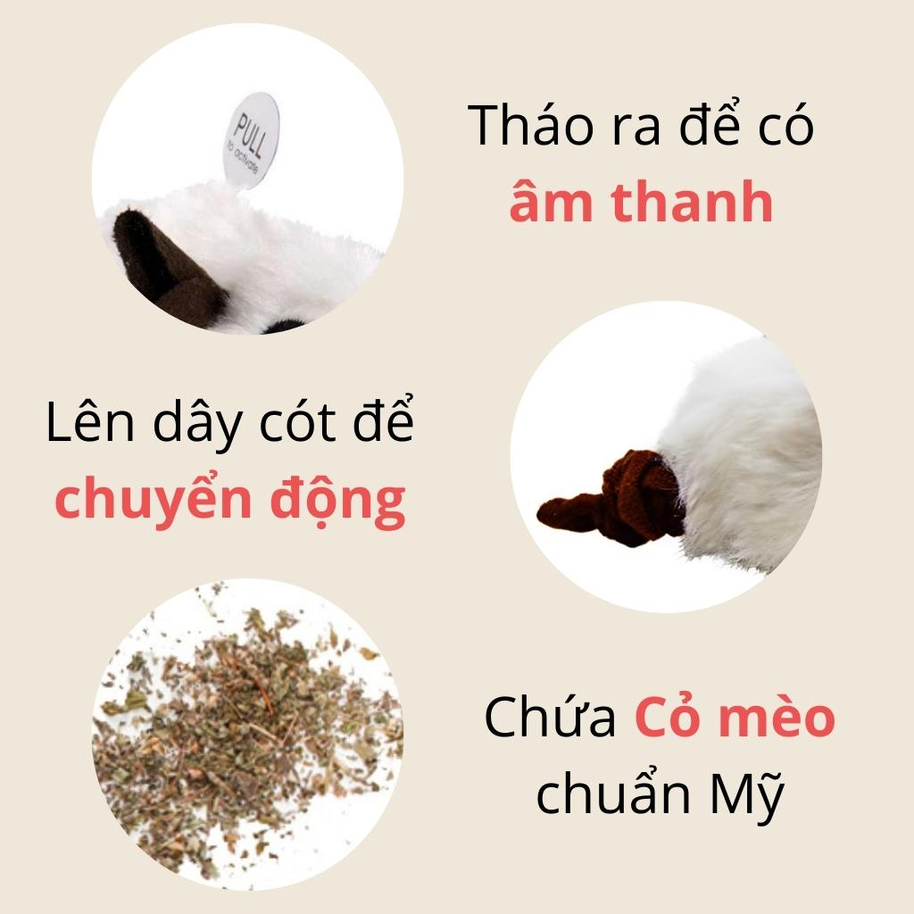 Đồ chơi cho mèo FOFOS, Đồ chơi đuổi bắt mô phỏng chuột, Có tiếng kêu, Chứa catnip cho mèo, Hoạt động bằng pin, Vải nhung