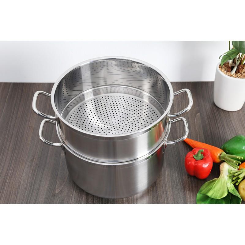 Bộ xửng hấp 3 đáy inox 430 FiveStar Standard bếp từ nắp kính ( 26cm/28cm)