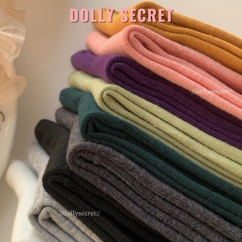 Tất nữ nhún cao cổ bèo dễ thương màu pastel trơn chất liệu cotton mềm mịn thoáng DOLLY SECRET T17