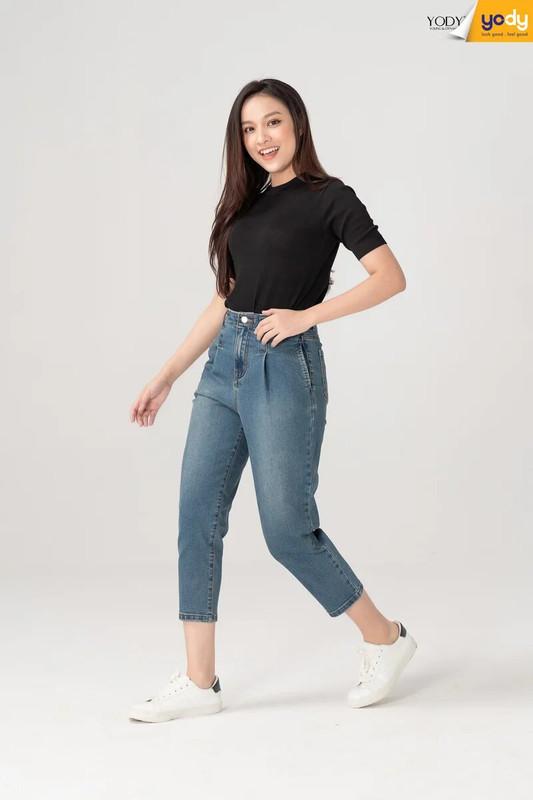 Quần jean nữ ống Baggy YODY phối cạp cao phong cách tôn dáng - QJN3076