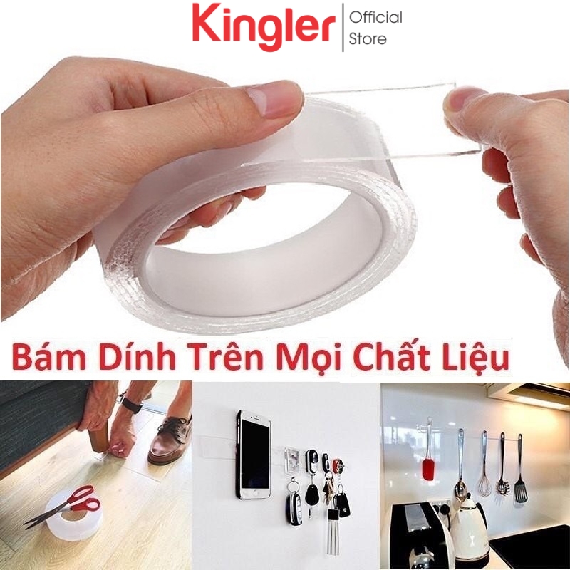 Cuộn Băng Keo Siêu Dính Đa Năng 2 Mặt Trong Suốt, Băng Dính Trong Suốt, Sử Dụng Dính Đồ Vật Trong Nhà. Kingler 6005