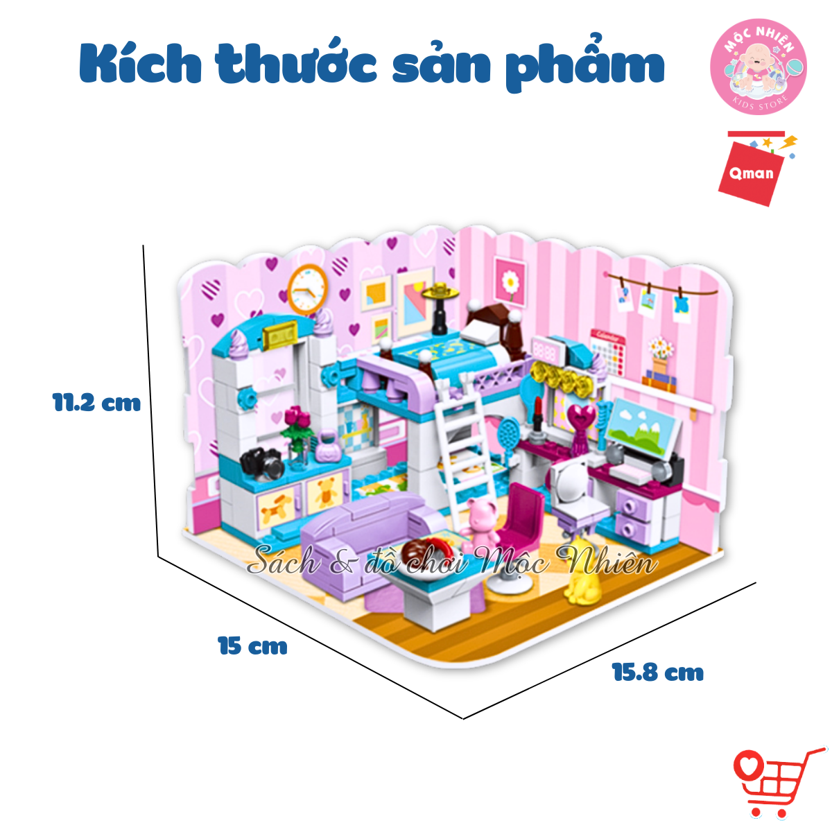 Đồ chơi lắp ráp, xếp hình Qman 4801 - Phòng của bé gái (194 mảnh ghép) - Dành cho bé từ 6 tuổi