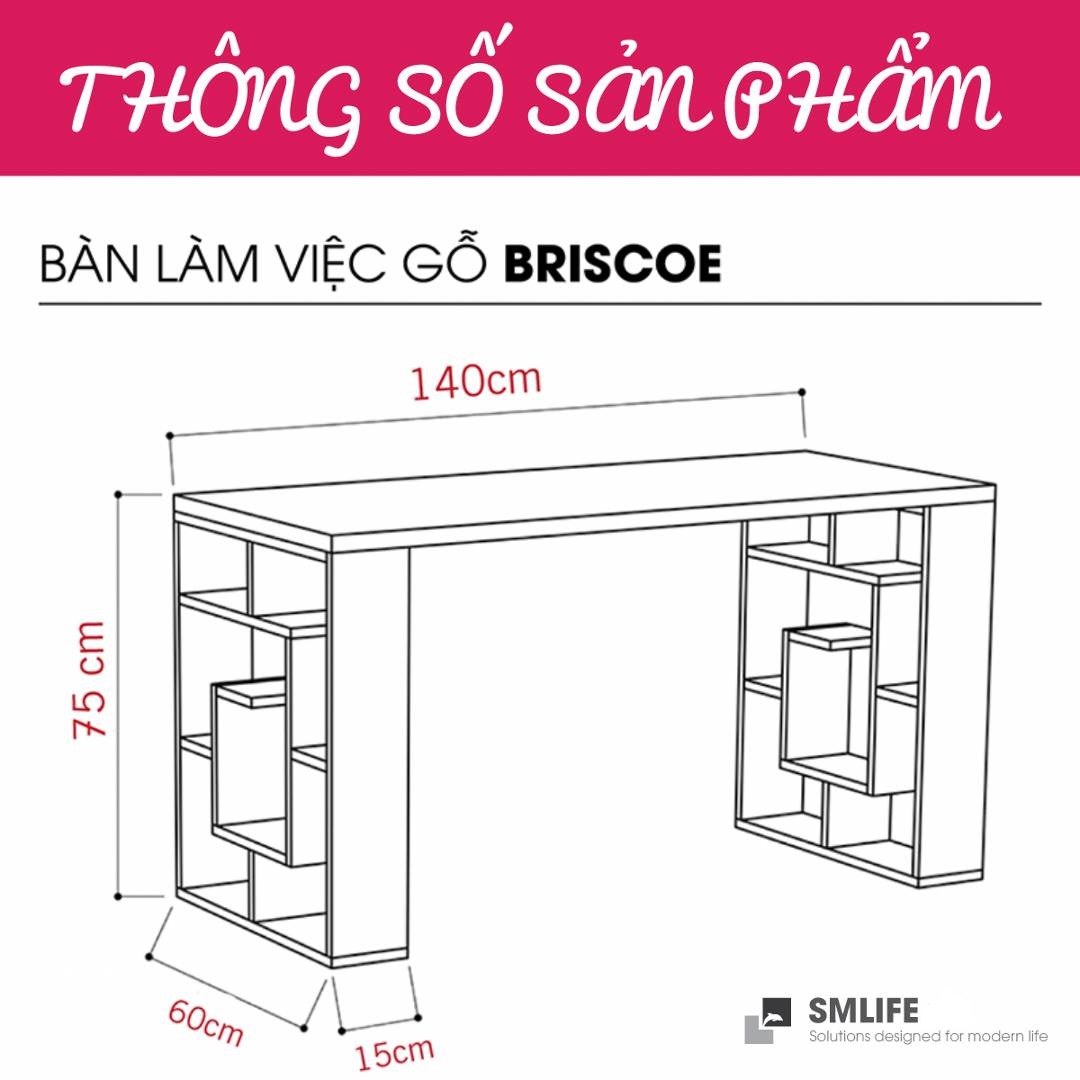 Bàn gỗ làm việc hiện đại SMLIFE Briscoe