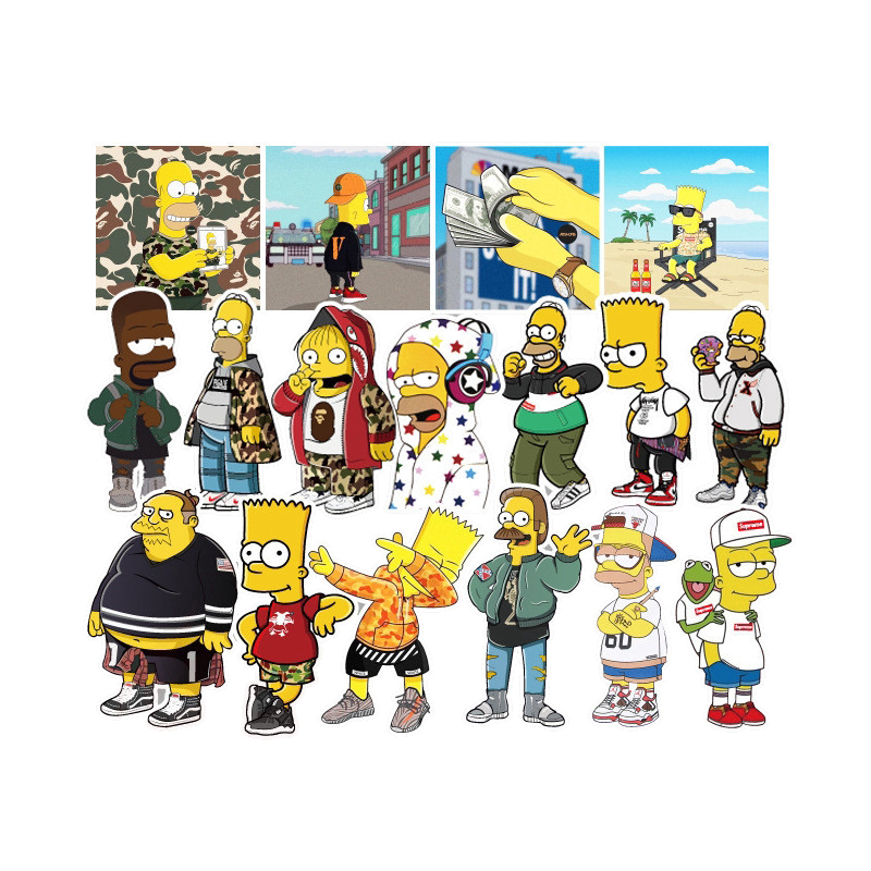 Bộ 50 Hình Dán Sticker Simpson Hoạt Hình - Hình Dán Trang Trí Mũ Bảo Hiểm Xe Máy