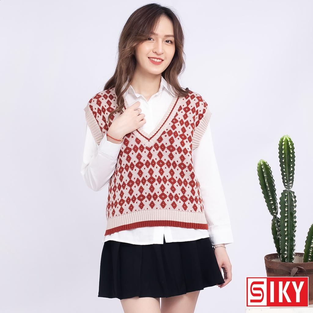 Áo gile len mỏng họa tiết thổ cẩm siêu xinh - Sliky L01