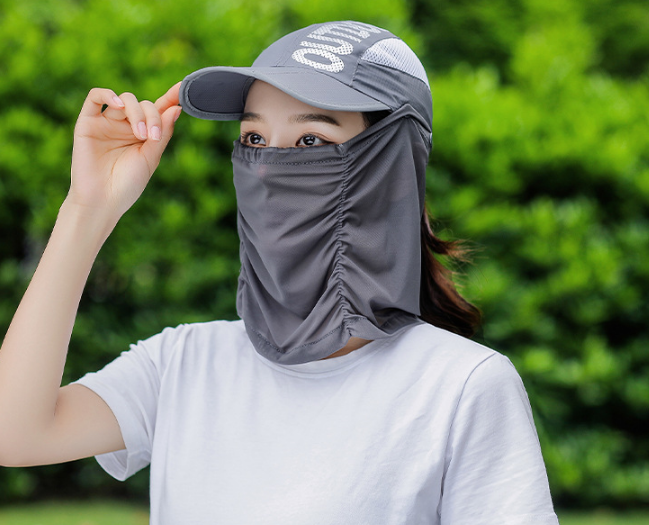 Mũ lưỡi trai kèm khẩu trang chống nắng chống tia cực tím cao cấp, nón khẩu trang chống nắng 360 độ