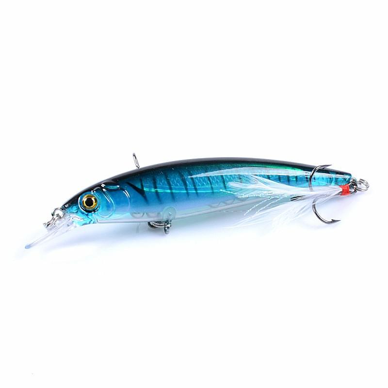 Mồi câu lure Minow 3D dài 11cm nặng 13,5g đặc biệt nhạy cá chẽm lá, Tráp, Hồng