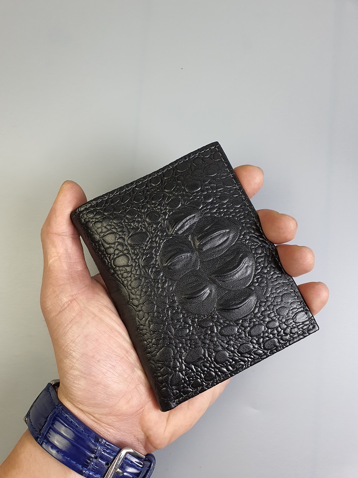 Ví nam mini da bò vân cá sấu MN118 - 100% da bò thật, BH 3 năm