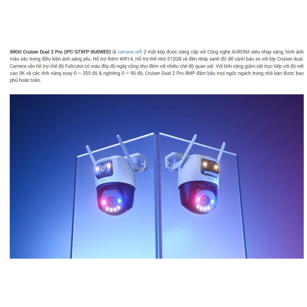Camera Wifi 8MP iMOU Cruiser Dual 2 Pro (IPC-S7XFP-8U0WED) - Hàng chính hãng