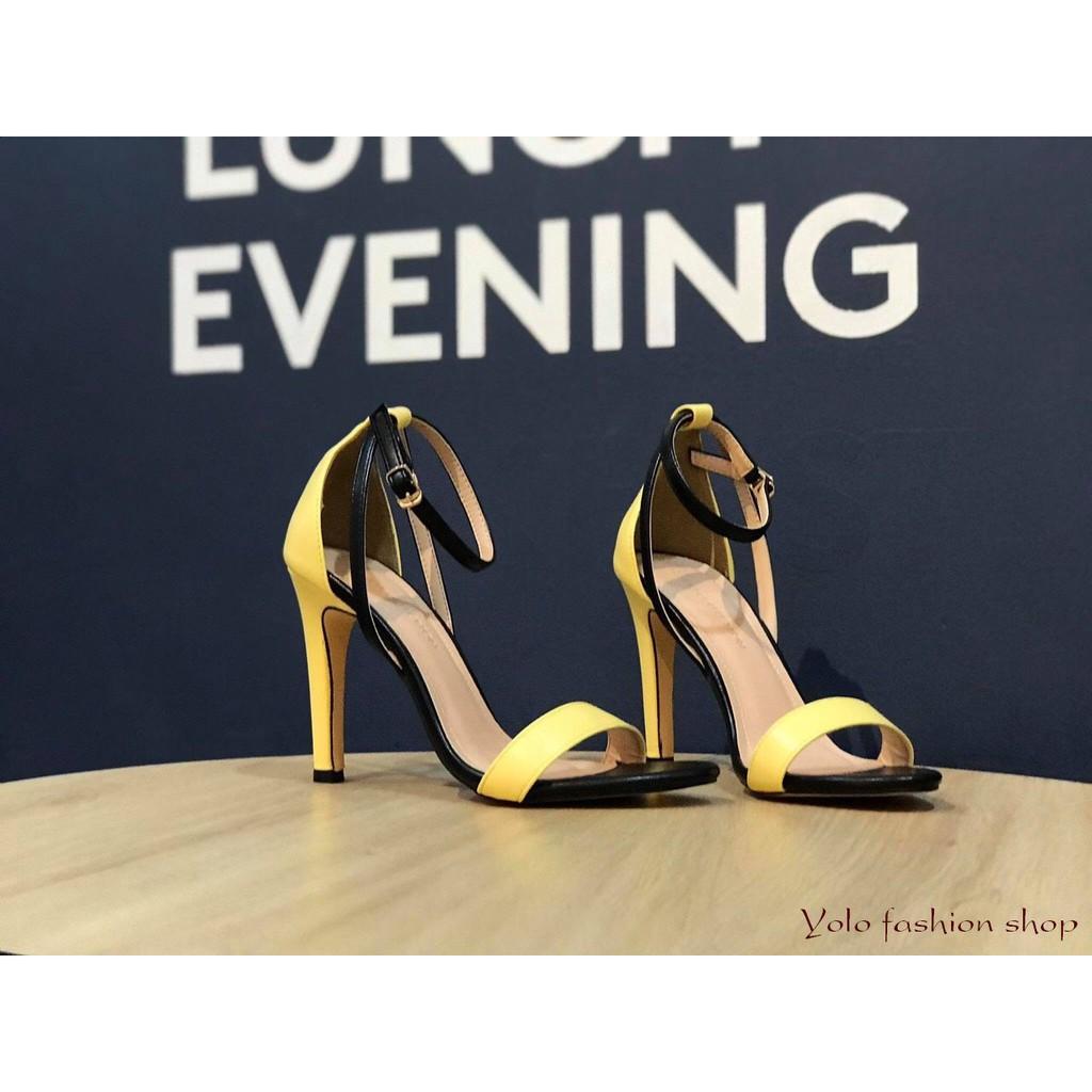 S73_Sandal nữ quai ngang phối màu thời trang cao cấp