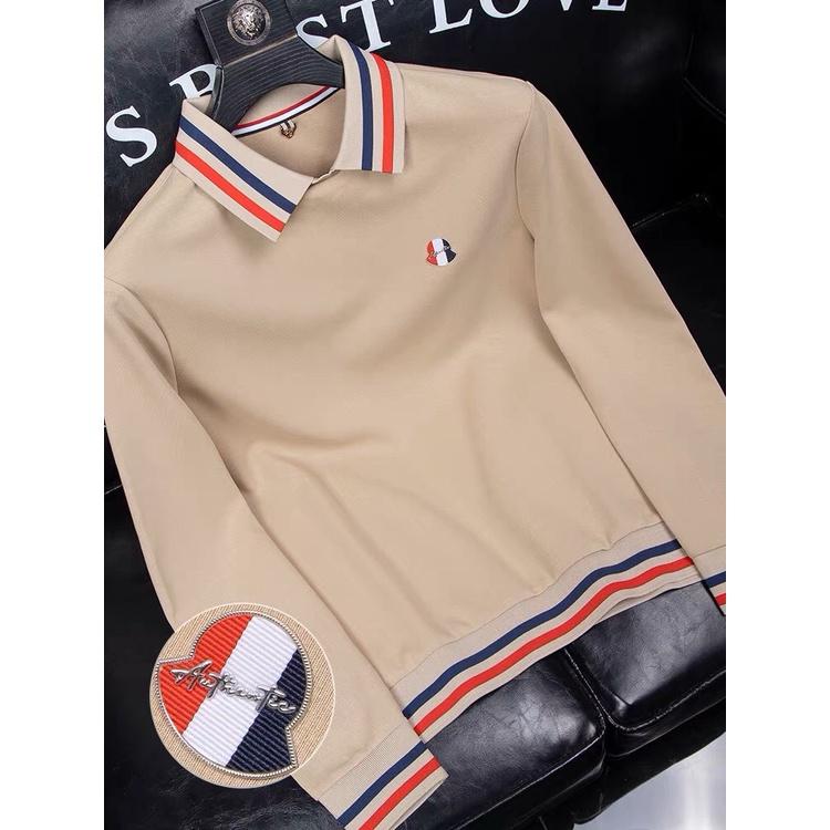 Áo thun tay dài nam nữ cổ bẻ vải thun cotton cao cấp thêu họa tiết phong cách hàn quốc _ TCS04