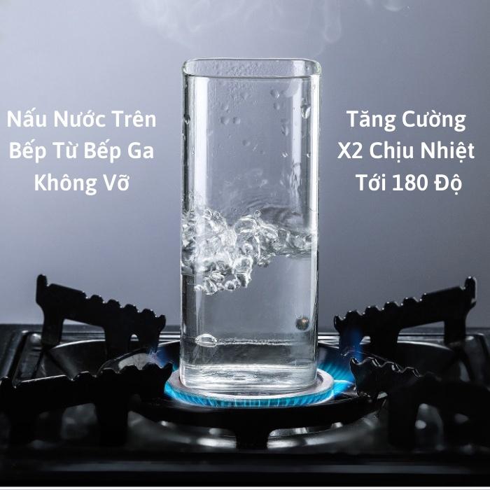Ly thủy tinh vuông trong suốt uống nước cute chịu nhiệt pha cafe sinh tố, Cốc thủy tinh vuông dễ thương cocktail