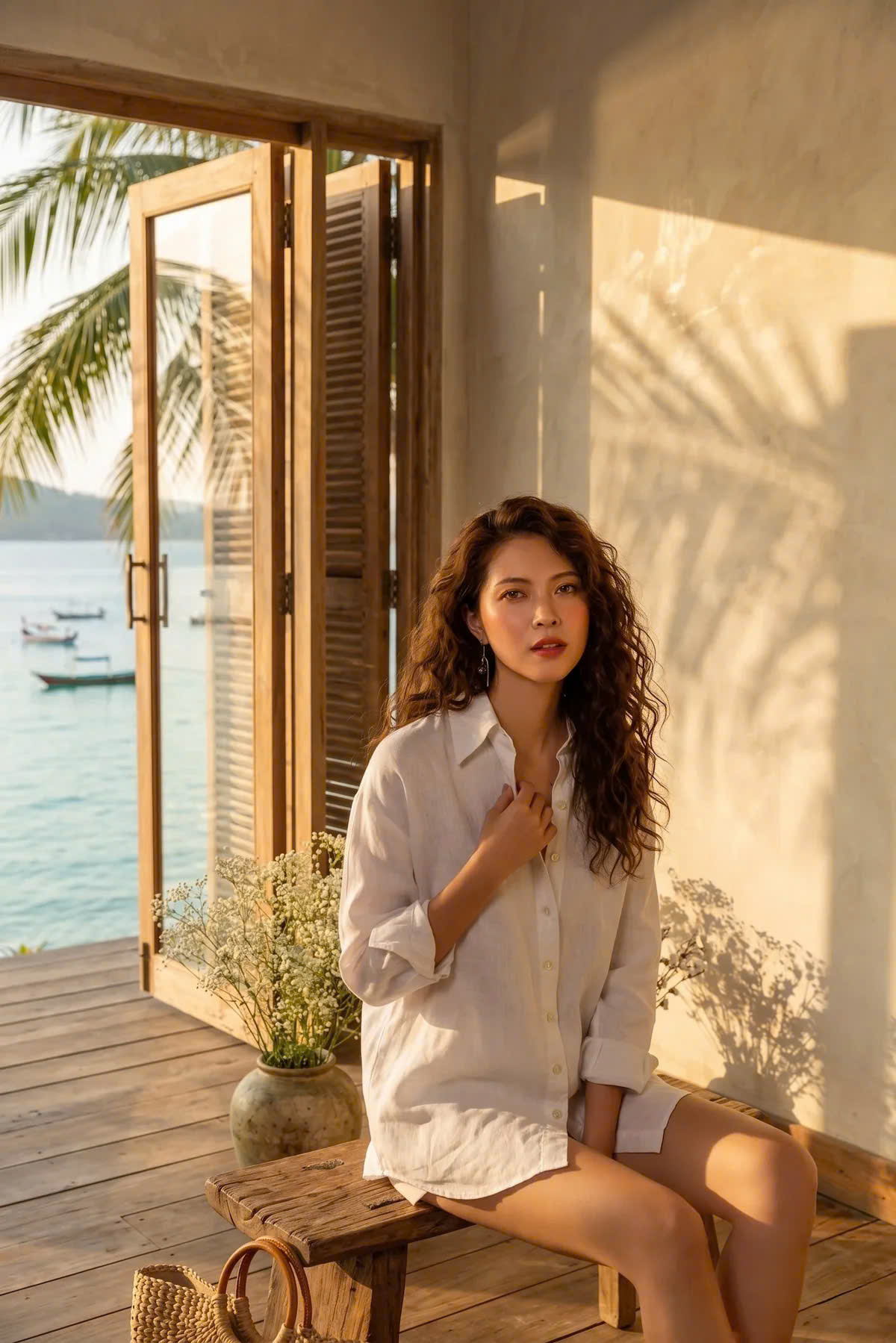 Áo Sơ Mi Oversize Linen Trắng Sương Top175 Thời trang Hity