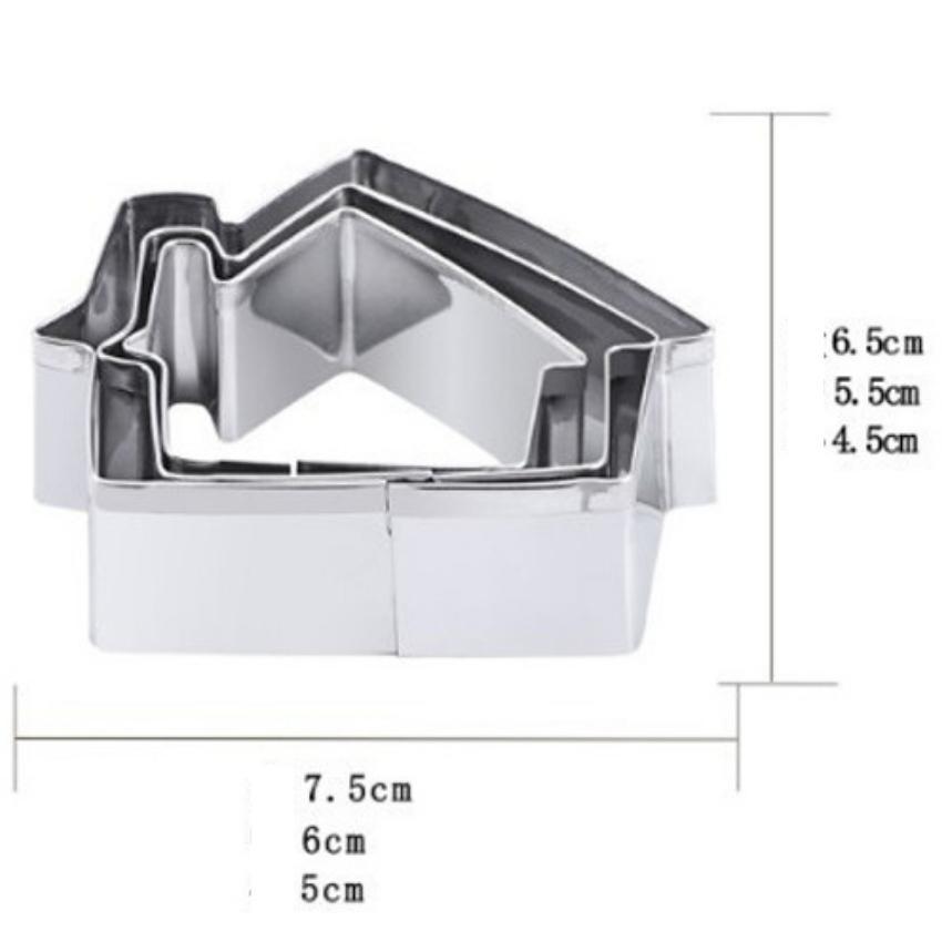 Khuôn Bánh Quy Cookies Bộ 3 Khuôn Nhấn Dụng Cụ Làm Bánh Cutter Innox hình Ngôi nhà 3D Noel - CBCKIHOU3P