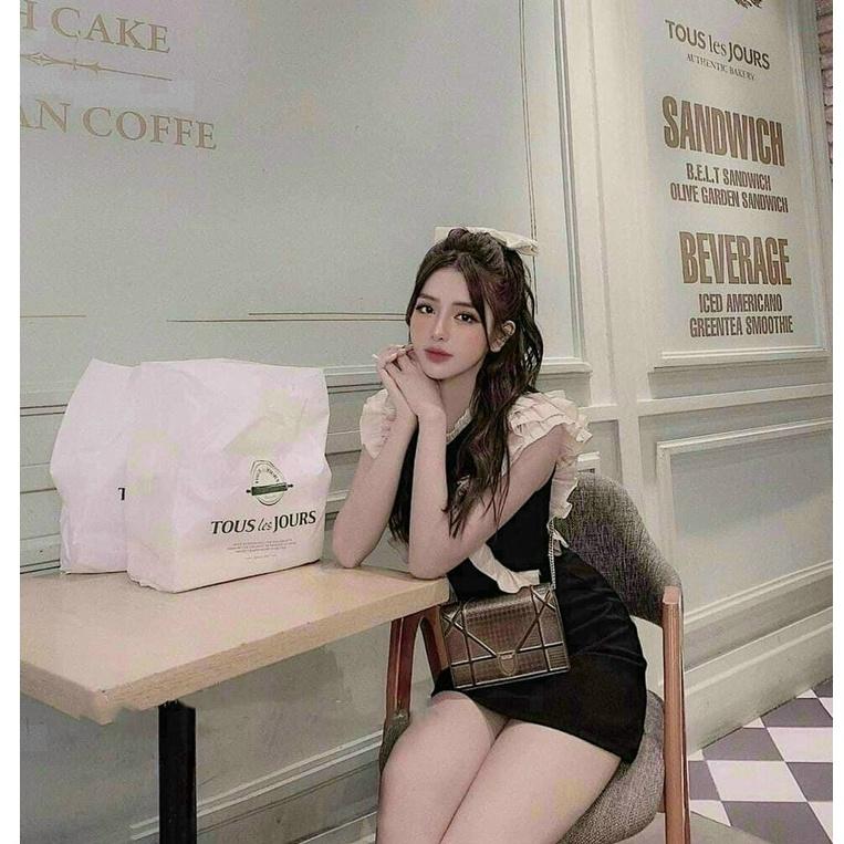 Đầm xoè xếp bèo voan tơ ngực đính cườm siêu Hot