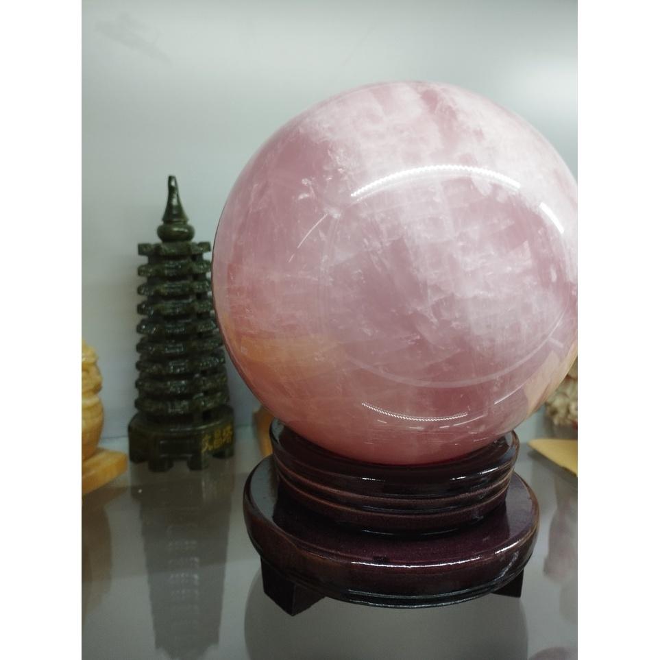 Quả Cầu, Bi Cầu Phong Thuỷ Đá Thach Anh Hồng Có Tặng Kèm Đế - Khối lượng 5.8 kg