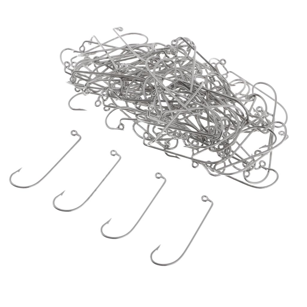 100pcs Worm Fishing Hooks High Carbon Steel Jig Hook Big Fish Fishhook 2