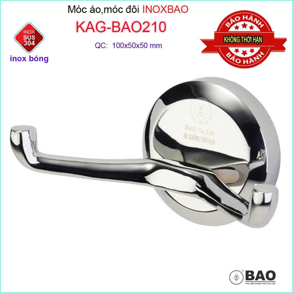 Móc đôi Inox Bảo KAG-BAO210, móc 2 treo đồ nhà tắm SUS304 đế tròn thiết kế tuyệt đẹp sang trọng tinh tế đến từng chi tiế