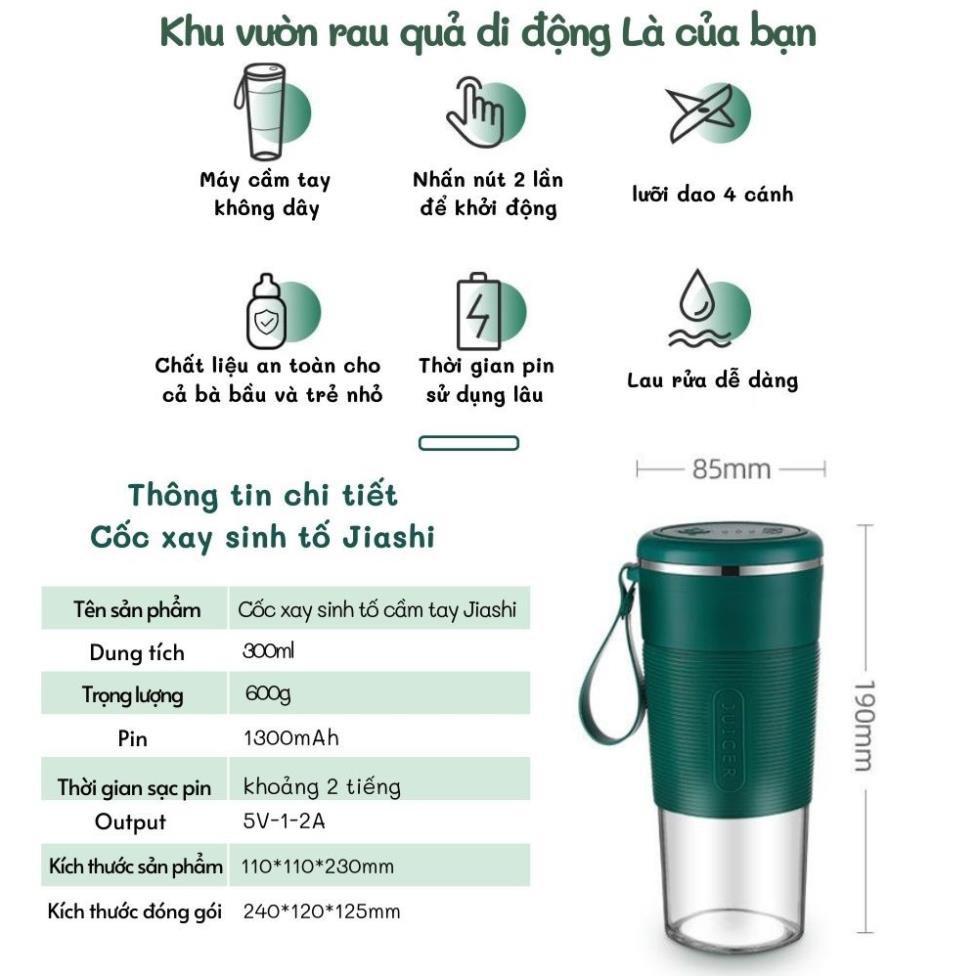 Máy sinh tố mini cầm tay , xay thực phẩm 400ml bình thủy tinh lưỡi dao thép 304