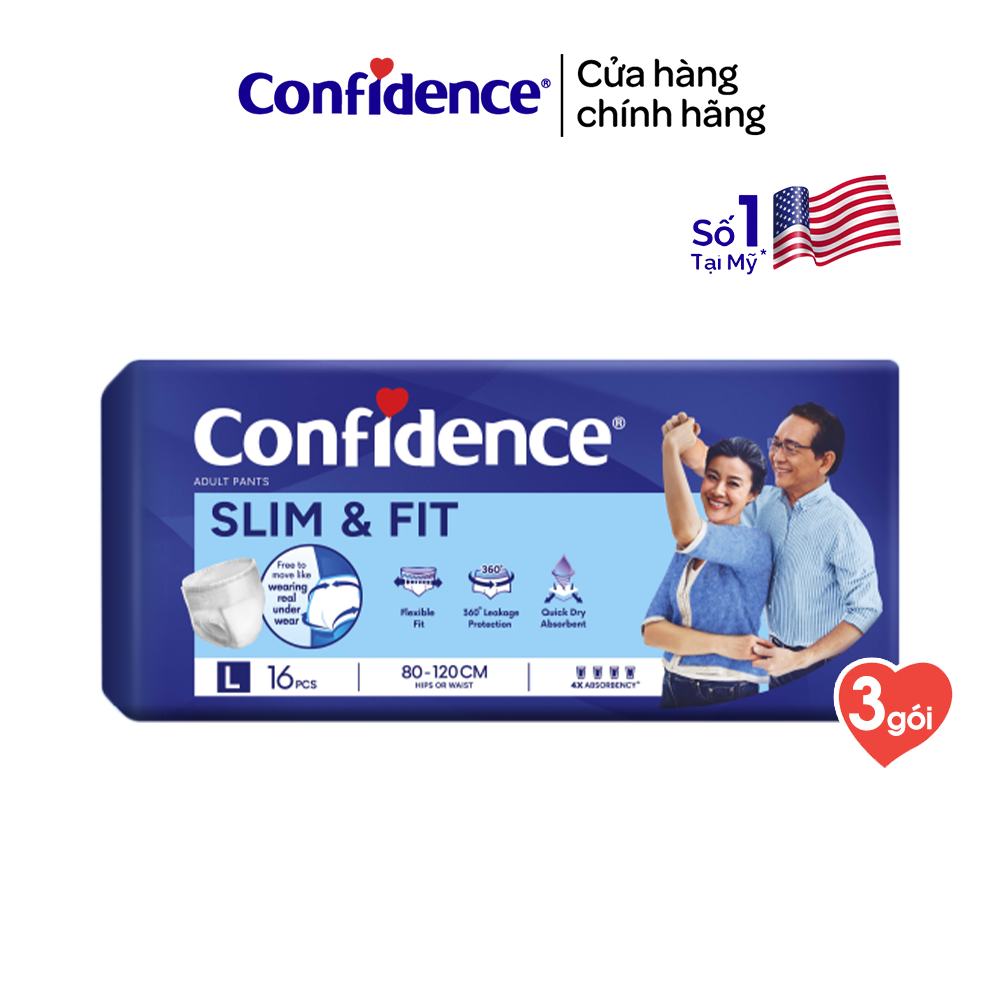 Combo 3 Tã quần người lớn CONFIDENCE SLIM&amp;FIT size M/L gói 20 miếng