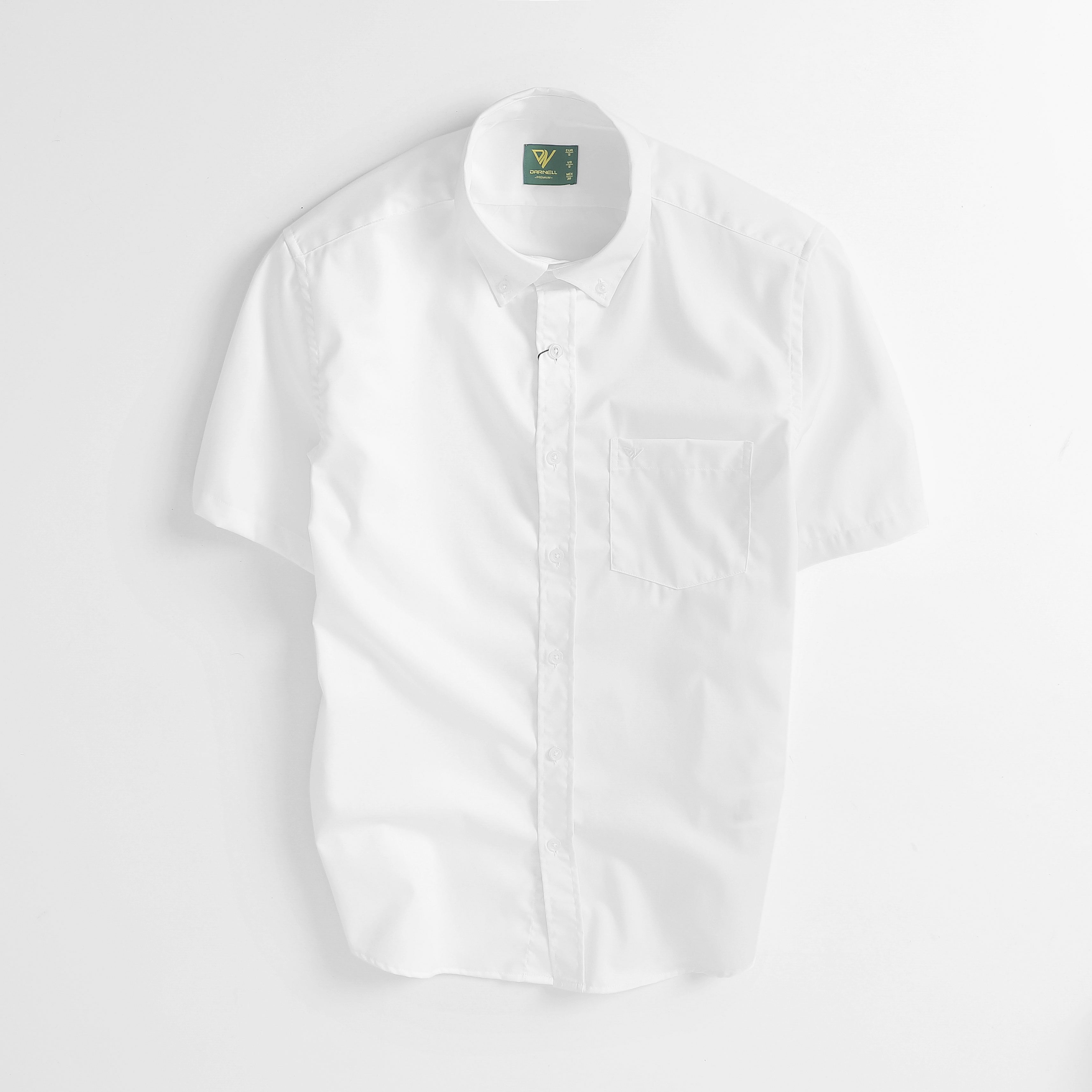Áo sơ mi nam ngắn tay màu trắng DARNELL phom slimfit vải cotton cao cấp ít nhăn, thấm hút mồ hôi mềm mịn bền đẹp DN501