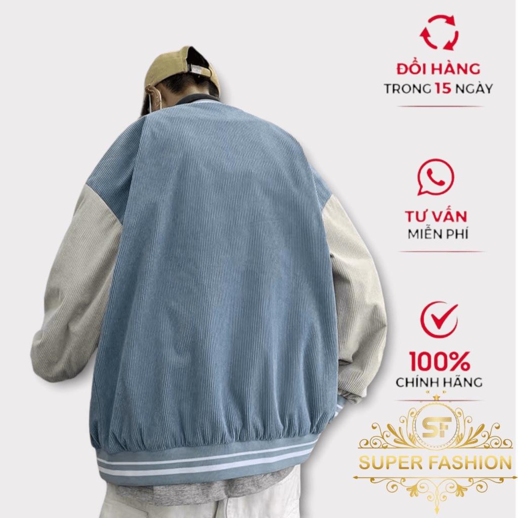 Áo khoác bomber bóng chày chất nhung tăm 2 lớp lót dù đen cao cấp Áo Bomber Nam Nữ nhung Unisex - Áo Khoác Bóng Chày Form Rộng Màu Xanh cực chất
