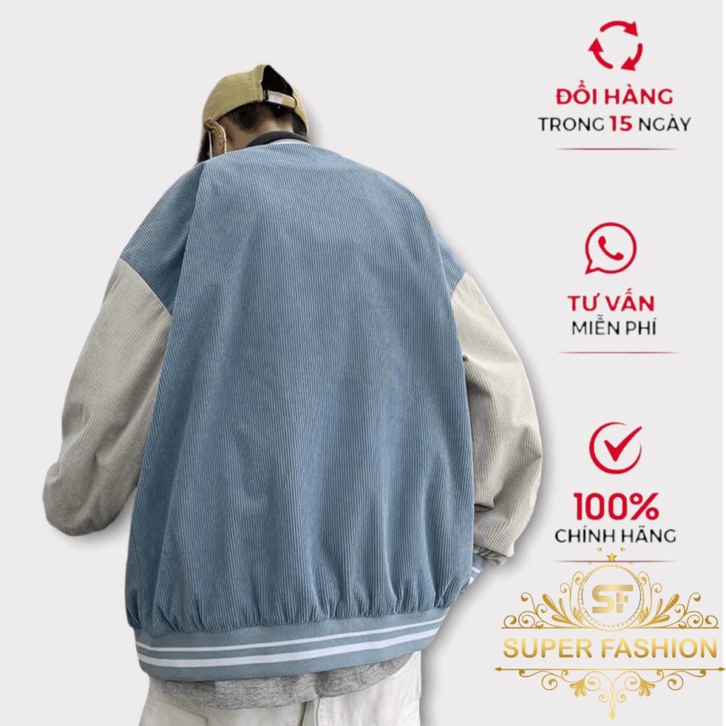 Áo khoác bomber bóng chày chất nhung tăm 2 lớp lót dù đen cao cấp Áo Bomber Nam Nữ nhung Unisex - Áo Khoác Bóng Chày Form Rộng  Màu  Xanh cực chất