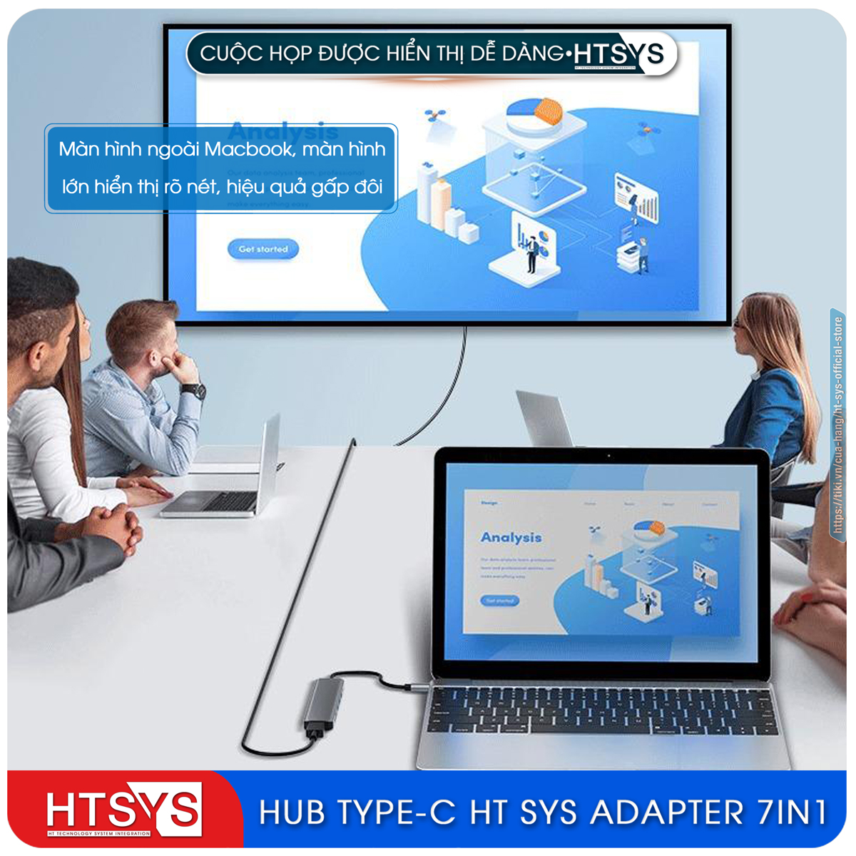 Hub Chuyển Đổi USB Type C HT SYS 7 in 1 To HDMI, USB 3.0, SD, TF, USB-C, PD 100W - Hàng Chính Hãng