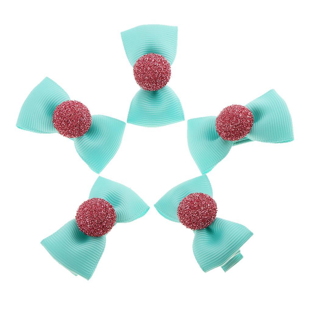 2-3pack 5Pcs Colorful Baby Girl Hair Clip Bows Cap Alligator Clips Barrettes