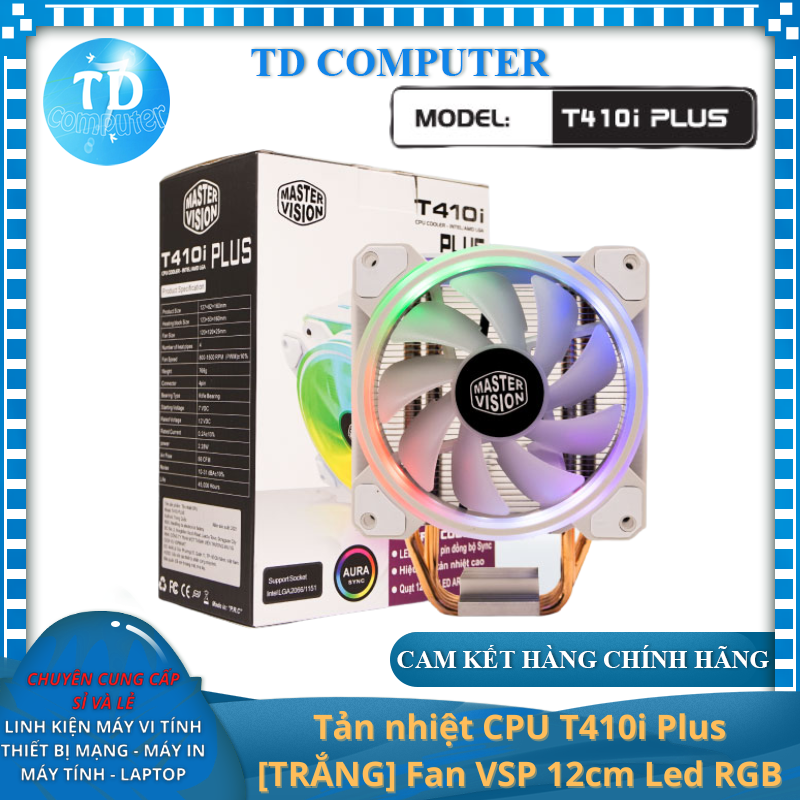 Tản nhiệt CPU T410i Plus Fan VSP 12cm Led RGB Dùng Cho Tất Cả Socket - Hàng chính hãng Tech Vision phân phối